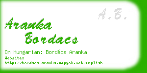 aranka bordacs business card